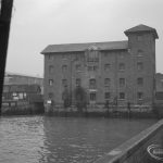 Barking Creek, showing the Granary from east end of quay, 1966