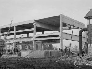 Riverside Sewage Works Reconstruction IX, showing side view of the superstructure of Control Hall, 1966