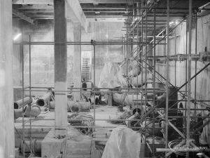 Riverside Sewage Works Reconstruction IX, showing interior of Control Hall below ground, 1966