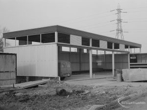 Riverside Sewage Works Reconstruction IX, showing east side of garage from north-east, 1966