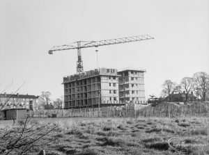 Marks Gate Tower Block under construction, showing view from the south-west, 1966