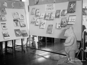 Libraries exhibition at Valence House, Dagenham for National Book Week, showing ‘Pooh’s Corner’ display with cut-out of Winnie the Pooh, 1966