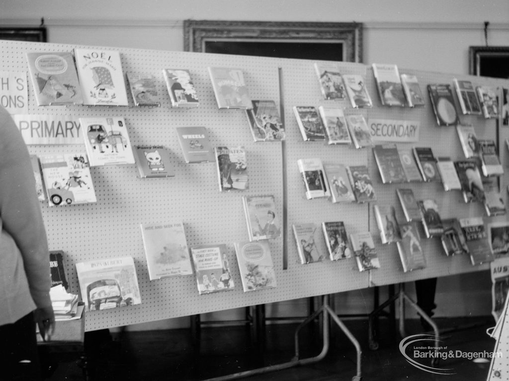 Libraries exhibition at Valence House, Dagenham for National Book Week, showing display of this month’s books for primary and secondary school children, 1966