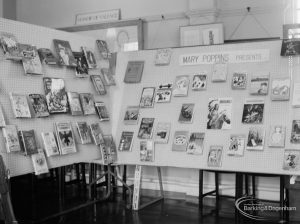 Barking Libraries exhibition at Valence House, Dagenham for National Book Week, showing ‘Mary Poppins Presents’ display stand, 1966