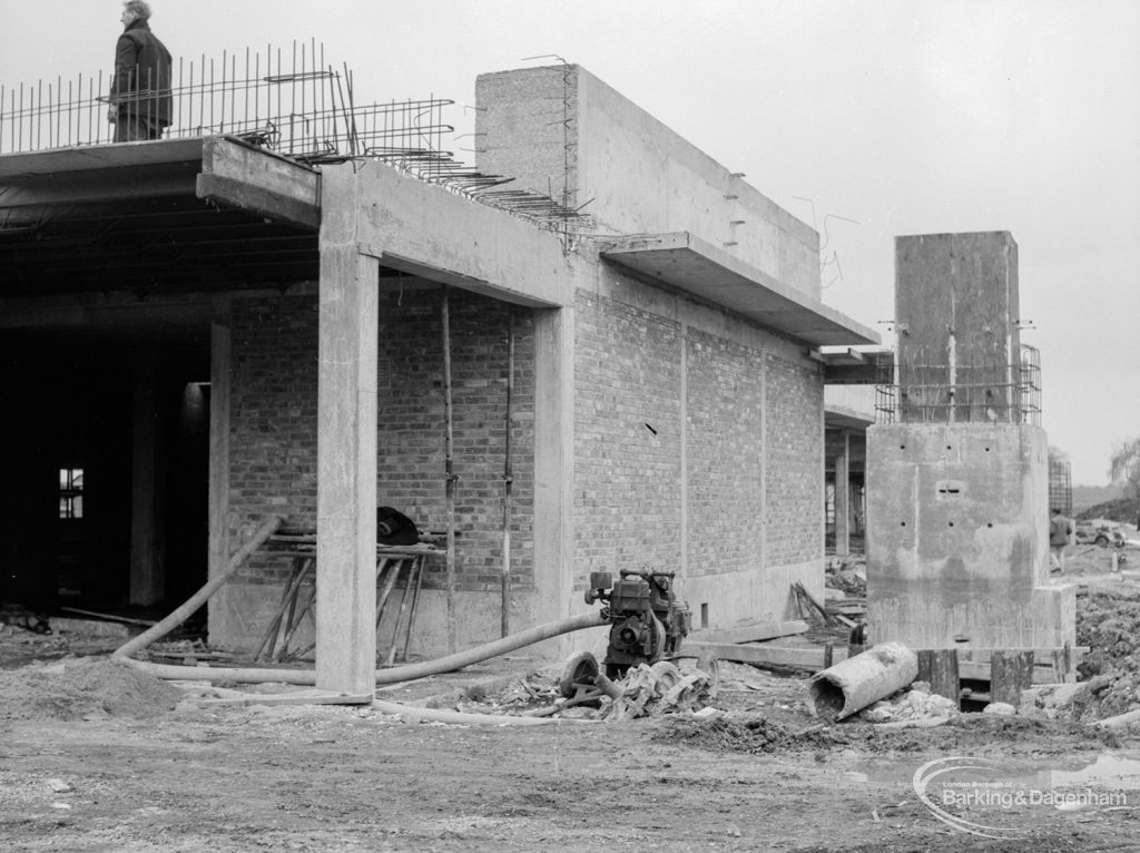 Riverside Sewage Works Reconstruction X showing the corner of the control hall, 1966