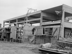 Riverside Sewage Works Reconstruction X showing the side of the superstructure control hall, 1966