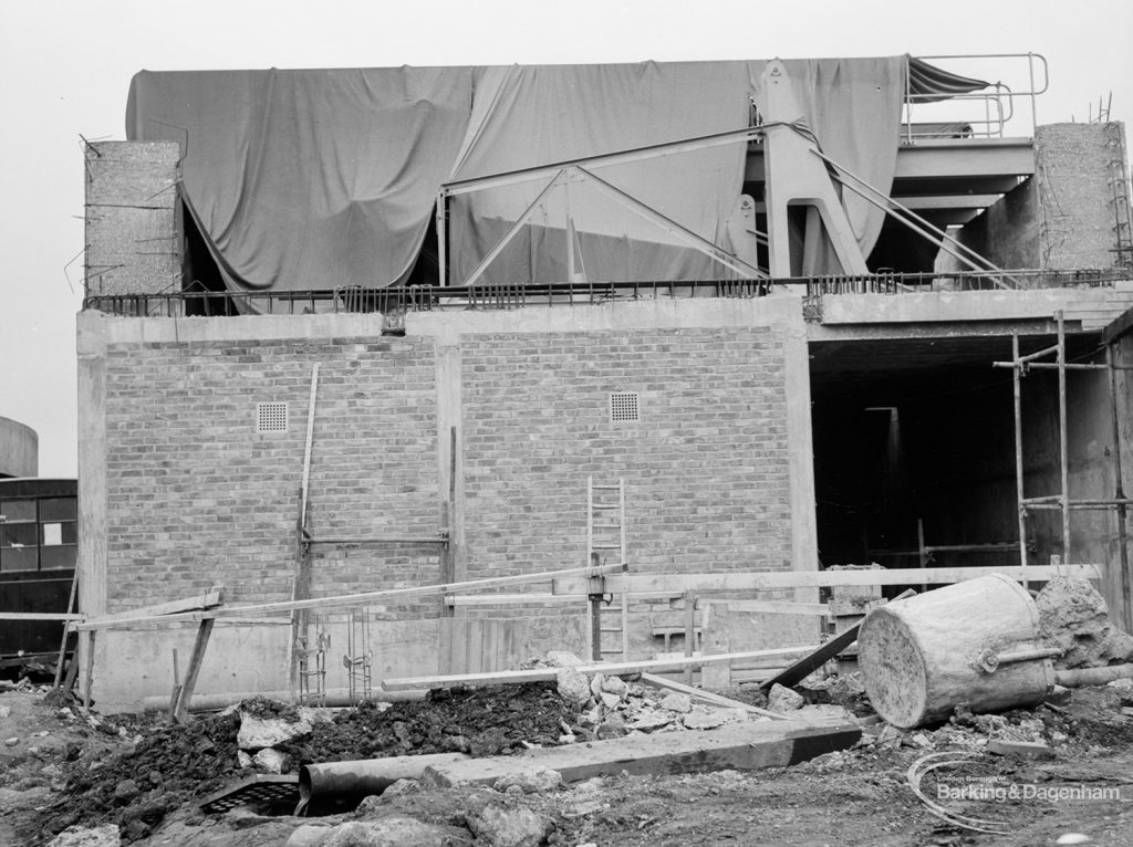 Riverside Sewage Works Reconstruction X showing the east end of the control hall, 1966