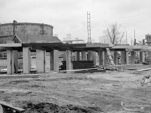 Riverside Sewage Works Reconstruction X showing the supports for the central structure, 1966