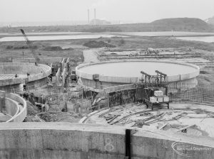Riverside Sewage Works Reconstruction X showing a view of the sewage works from above, 1966