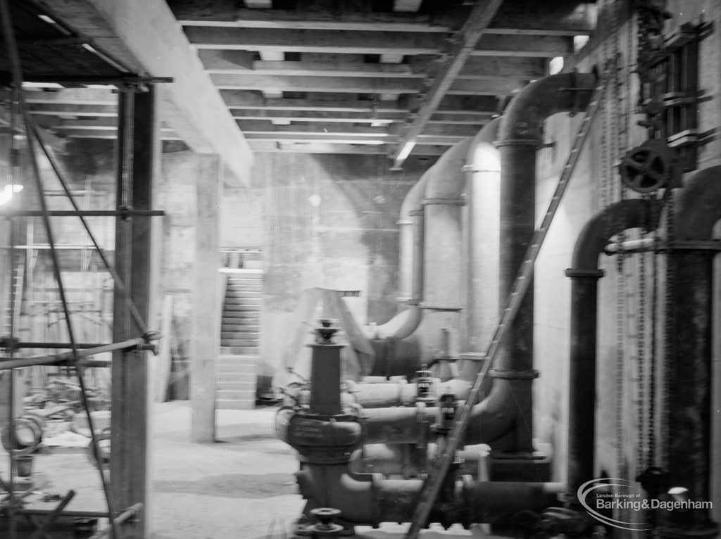 Riverside Sewage Works Reconstruction X showing the underground control hall from the west end, 1966