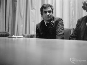 Dagenham County High School showing comedian Dudley Moore at a piano, 1966