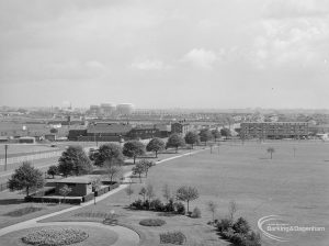 Central Park showing the view from the Civic Centre, Dagenham of the north of the park facing Rush Green, 1966