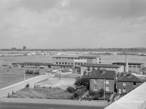 Becontree Heath showing the view from the Civic Centre, Dagenham of the north and school, 1966