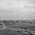 Becontree Heath showing the view from the Civic Centre, Dagenham of the western central area, 1966
