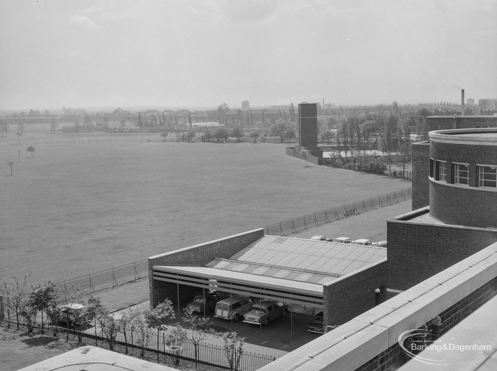 Central Park showing the view from the Civic Centre, Dagenham of the southern portion of the park, 1966