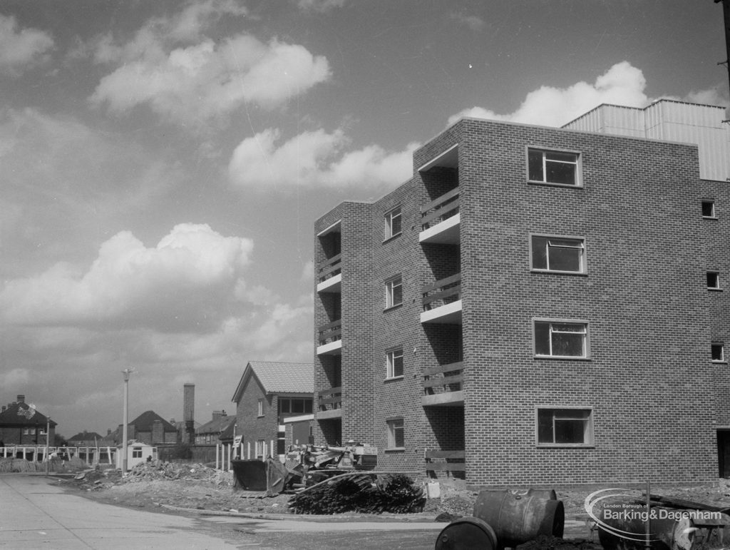 Church Elm Lane showing flats bordering Hollidge Way, 1966