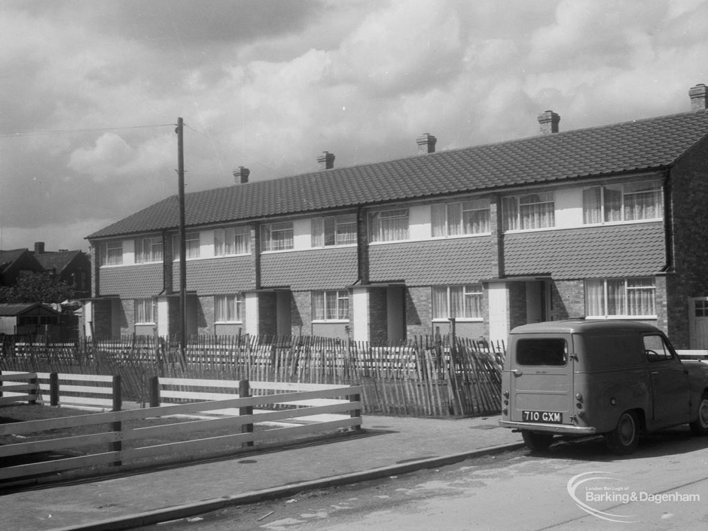 Housing in Church Elm Lane, Dagenham showing houses in Close to west of Hollidge Way, 1966