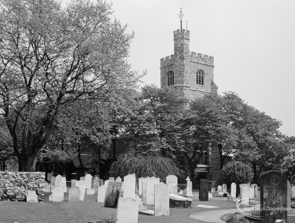 St Margaret’s Church, Barking and Churchyard, taken from south-west, 1966