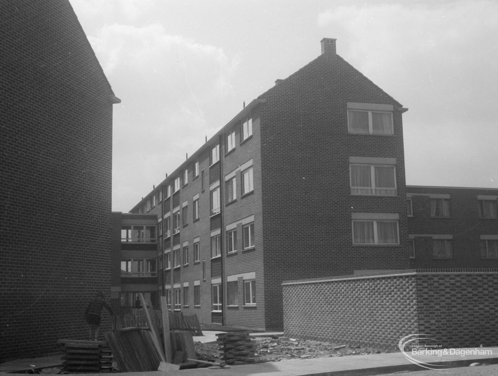 John Burns Drive off Ripple Road, Barking, showing blocks of flats, 1966