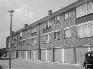 Housing in John Burns Drive, off Ripple Road, Barking, showing garaged dwellings, 1966