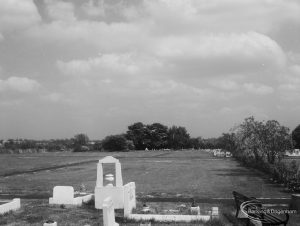 Extension at Eastbrookend Cemetery, Dagenham, looking north-east, with new gravestones in foreground, 1966