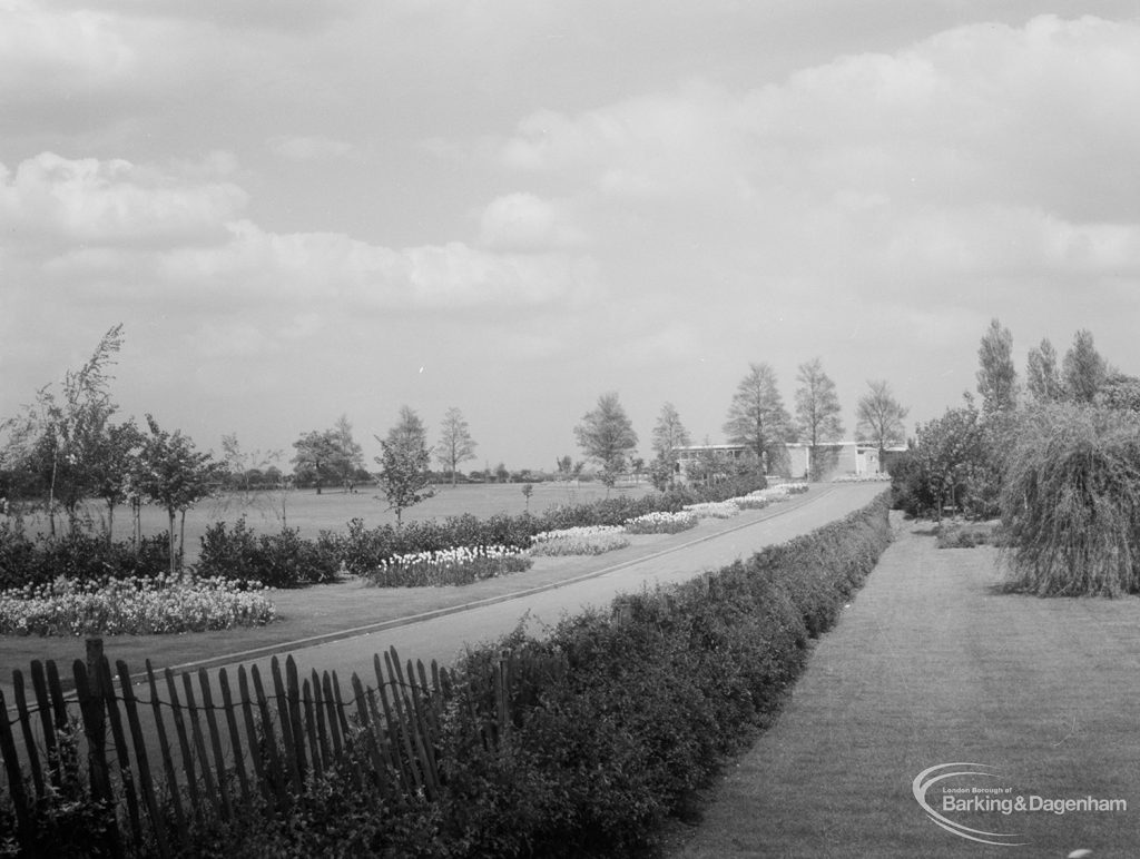 Central Park, Dagenham, showing the approach from Rainham Road North, 1966