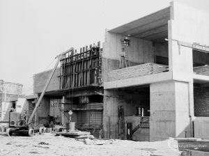 Riverside Sewage Works Reconstruction XI, showing east end of pump powerhouse and adjoining unfinished structures, 1966
