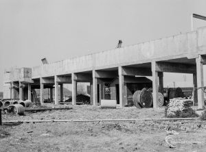 Riverside Sewage Works Reconstruction XI, showing conduit elevated on pillars, 1966