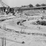 Riverside Sewage Works Reconstruction XI, showing foundations in preparation for large circular tank, 1966