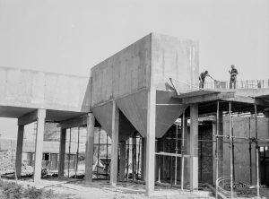 Riverside Sewage Works Reconstruction XI, showing workmen on conduit construction, 1966