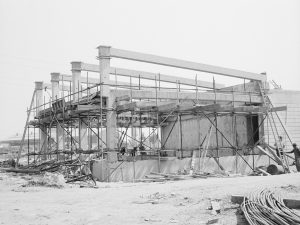 Riverside Sewage Works Reconstruction XI, showing hall with four girders, 1966