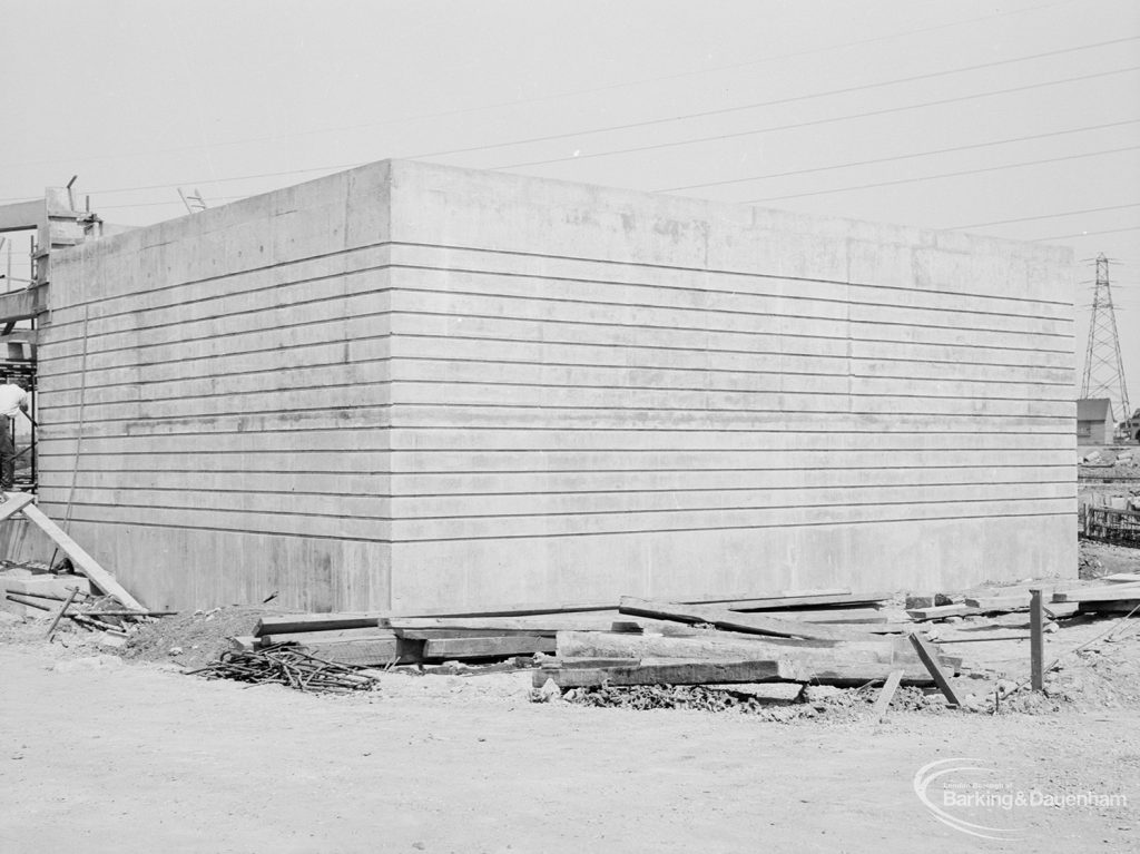 Riverside Sewage Works Reconstruction XI, showing blind, enclosed building on west side [see also EES10907], 1966