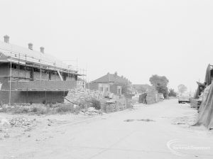 Housing in Church Elm Lane, Dagenham, showing road under construction, running towards Ballards Road, 1966
