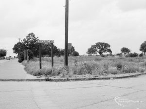 Evenlode Way, Dagenham after demolition of prefabs, showing junction with Rainham Road North, just north of Bull Lane, 1966