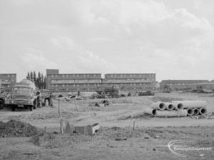 South side of Becontree Heath cleared for new development, showing the south part of site looking east, 1966