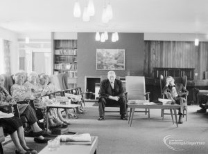 Elderly people welfare, showing people sitting in lounge at Saywood Lodge, Weston Road, Dagenham, 1966
