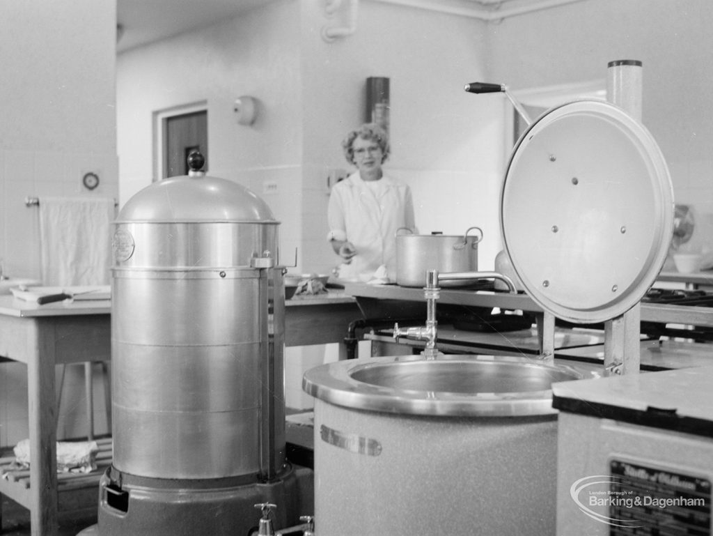 Mayesbrook, Bevan Avenue, Barking, showing the kitchen fitted with modern appliances, 1966