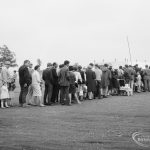 Dagenham Town Show 1966, showing visitors standing outside waiting to enter, 1966