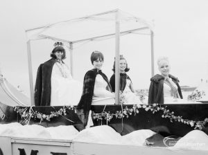 Dagenham Town Show 1966, showing the Beauty Queens sitting on a float, 1966