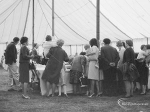 Dagenham Town Show 1966, showing spectators in a tent [possibly poultry tent], 1966