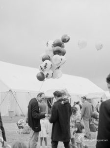 Dagenham Town Show 1966, showing a balloon seller and customers, 1966