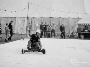 Dagenham Town Show 1966 at Central Park, showing go-karting in the youth area, 1966