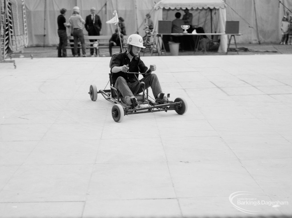 Dagenham Town Show 1966 at Central Park, showing go-karting in the youth area, 1966