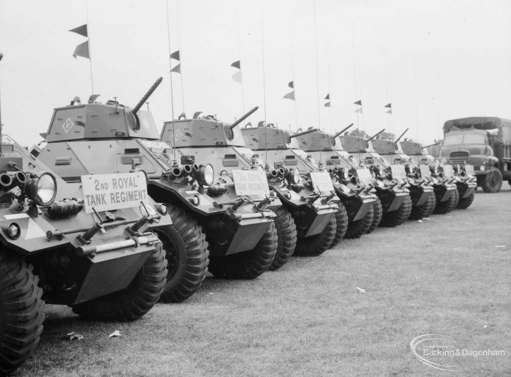 Dagenham Town Show 1966, showing a line up of the Second Royal Tank Regiment, 1966