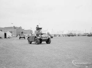 Dagenham Town Show 1966, showing tanks from the Second Royal Tank Regiment travelling at speed in the Arena , 1966