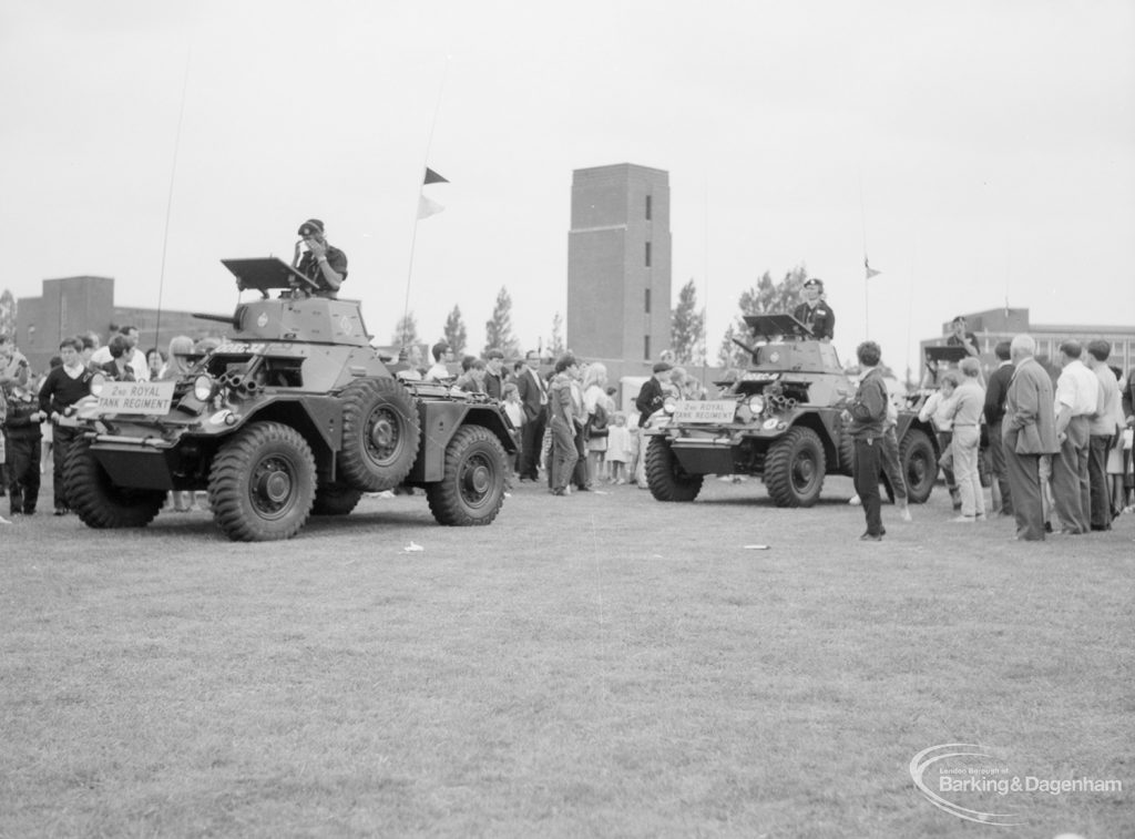 Dagenham Town Show 1966, showing tanks from the second Royal Tank Regiment leaving the Arena, 1966