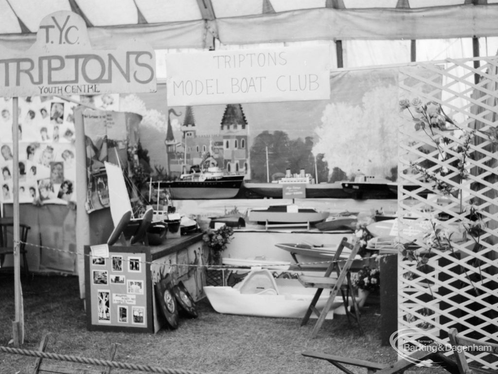 Dagenham Town Show 1966 at Central Park, showing Tripton’s Model Boat Club stand, 1966