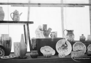 Dagenham Town Show 1966 at Central Park, showing pottery exhibit on Visual Arts display, 1966