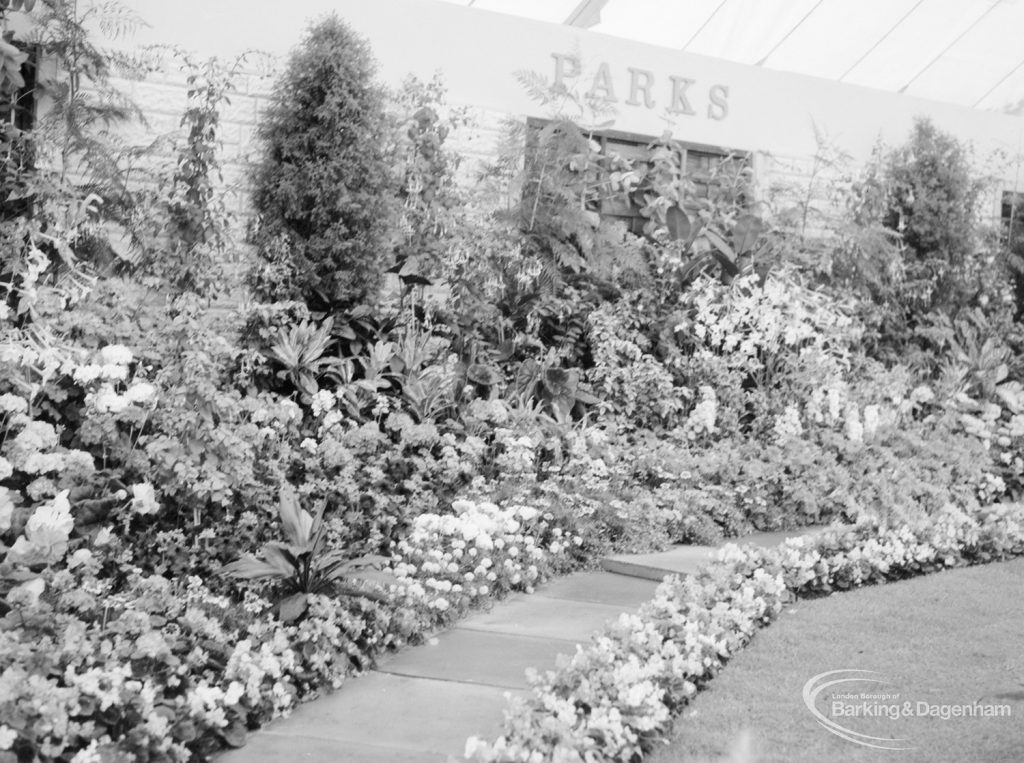 Dagenham Town Show 1966 at Central Park, showing Civic Services Parks Department garden display, 1966