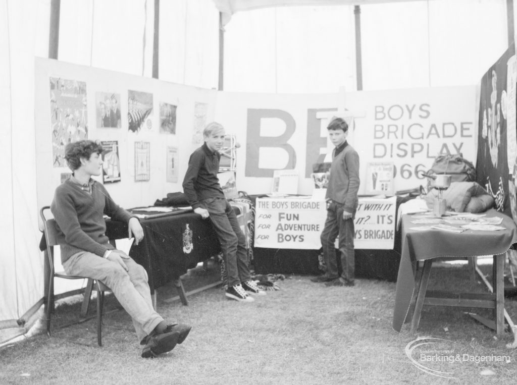 Dagenham Town Show 1966 at Central Park, showing Boys Brigade Display stand, 1966